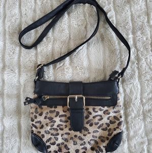 Cheetah print, faux leather small crossbody bag